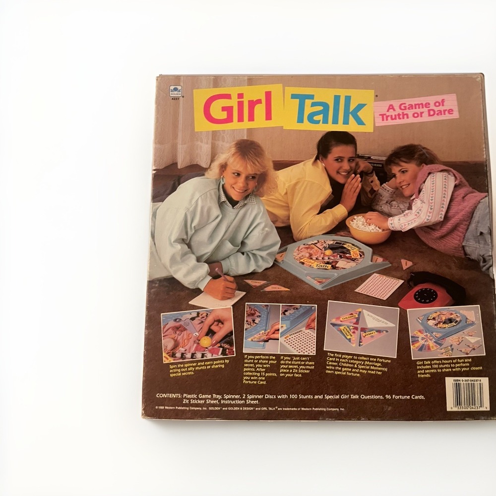 Vintage 1988 Girl Talk Truth or Dare Board Game missing 4 cards manual zit dots - Picture 2 of 7